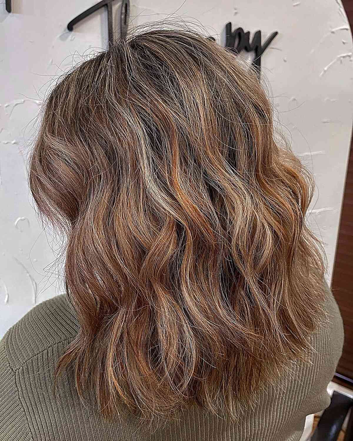 Medium Brown Hair with Hints of Blonde and Copper Highlights