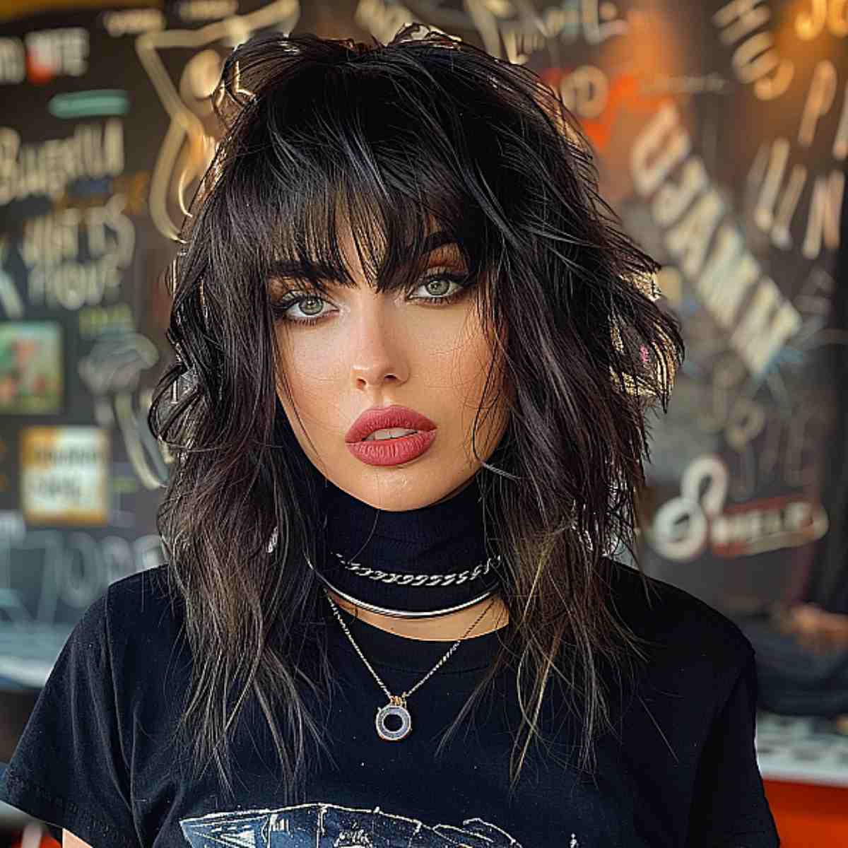 Androgynous Black Shag with Fringe