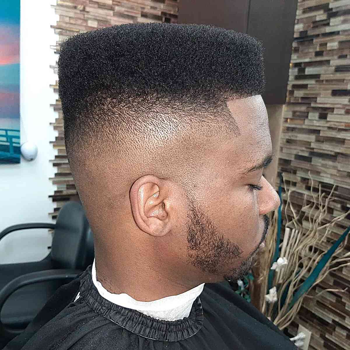 Men's Curly Short Flat Top Fro