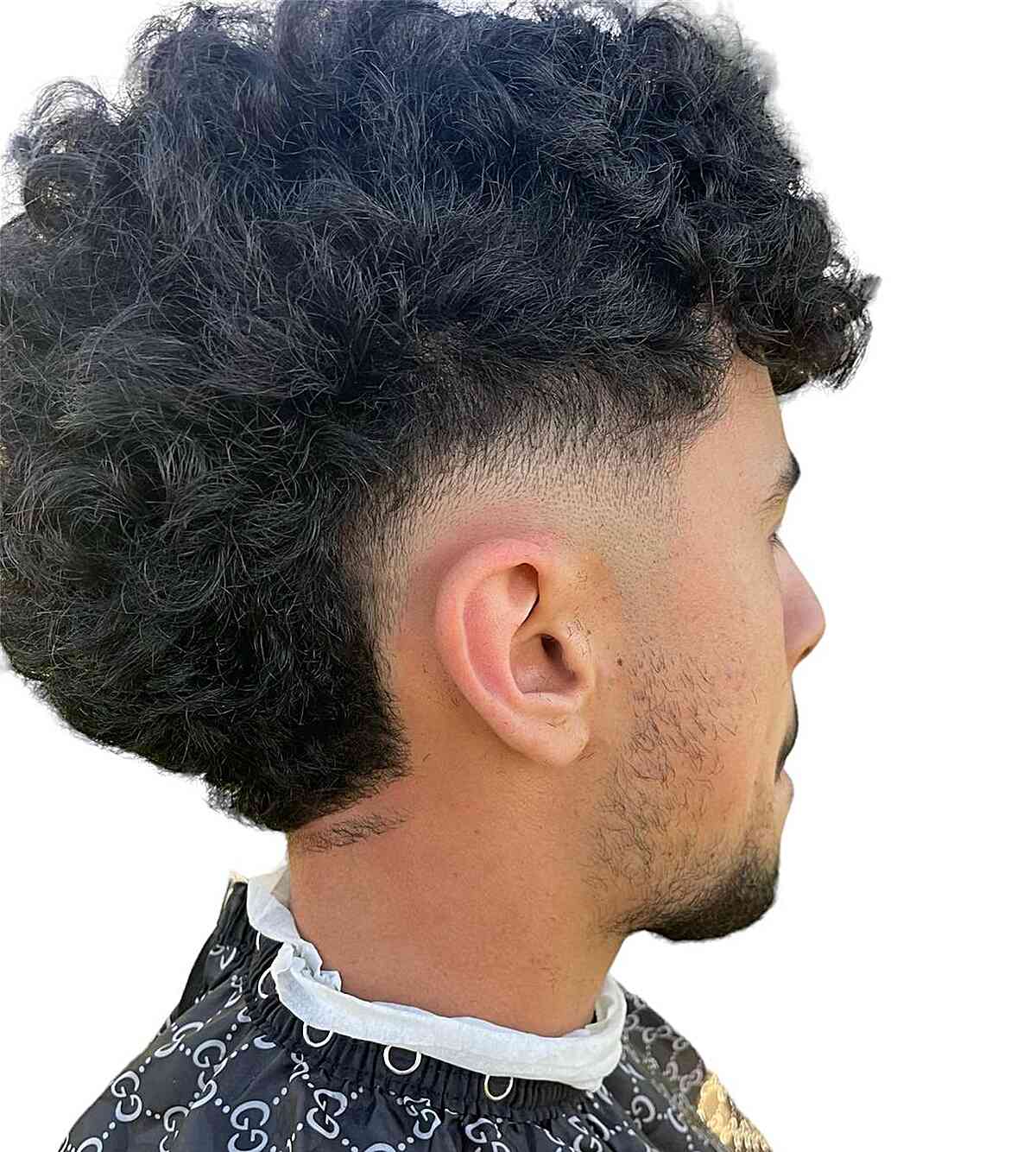 Men's Textured Natural Hair with Low Burst Fade