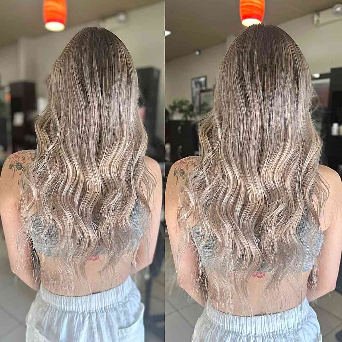 Milky Tea Ash Blonde Babylights with Shadow Root
