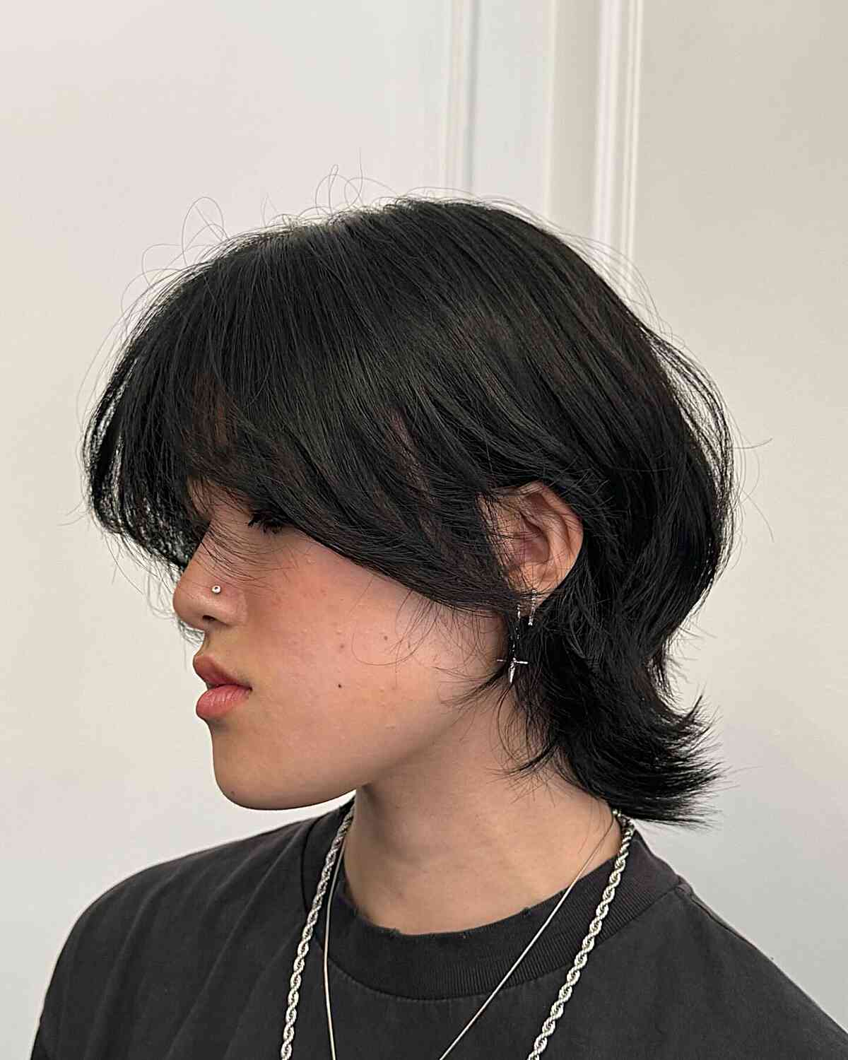 Mini Wolf Bob Cut with Flipped Ends and Bangs