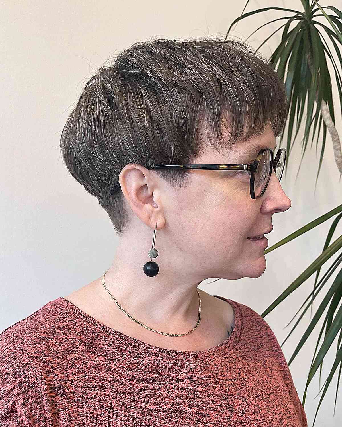 Modern Bowl Cut with Bangs for Ladies Over 50 with Glasses