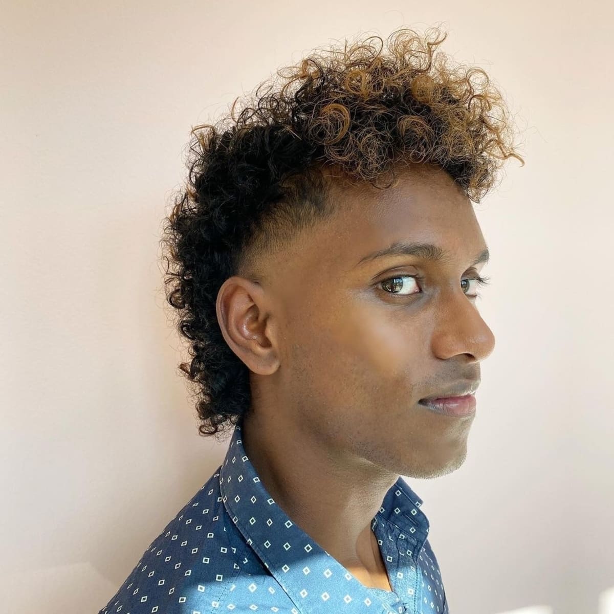 Modern curled mullet style