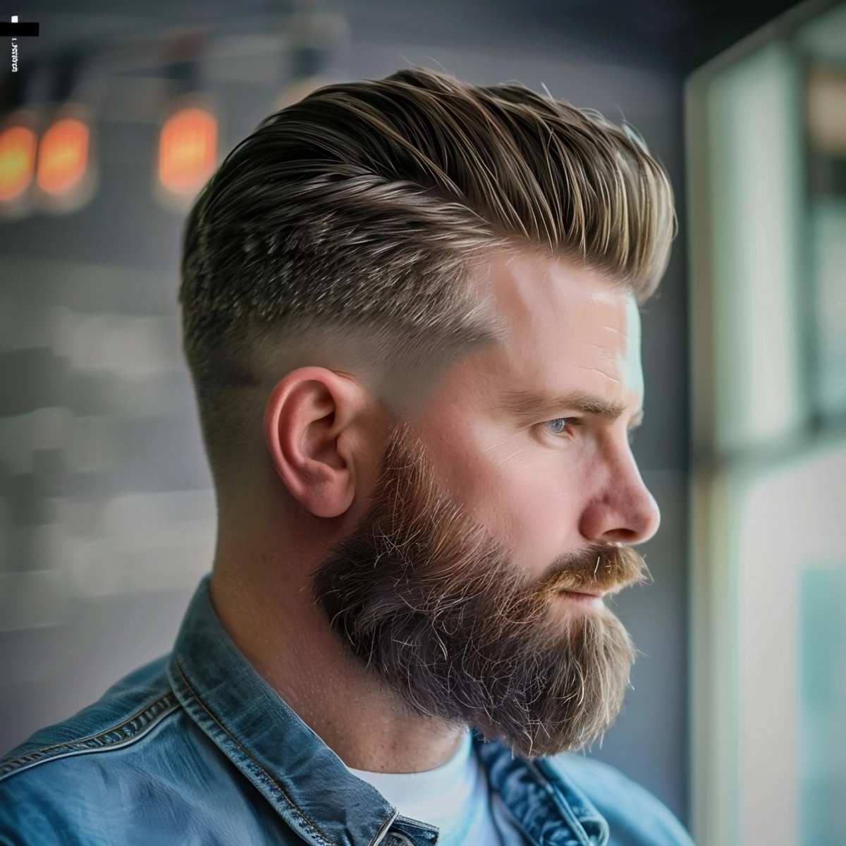 Modern-looking low fade pompadour