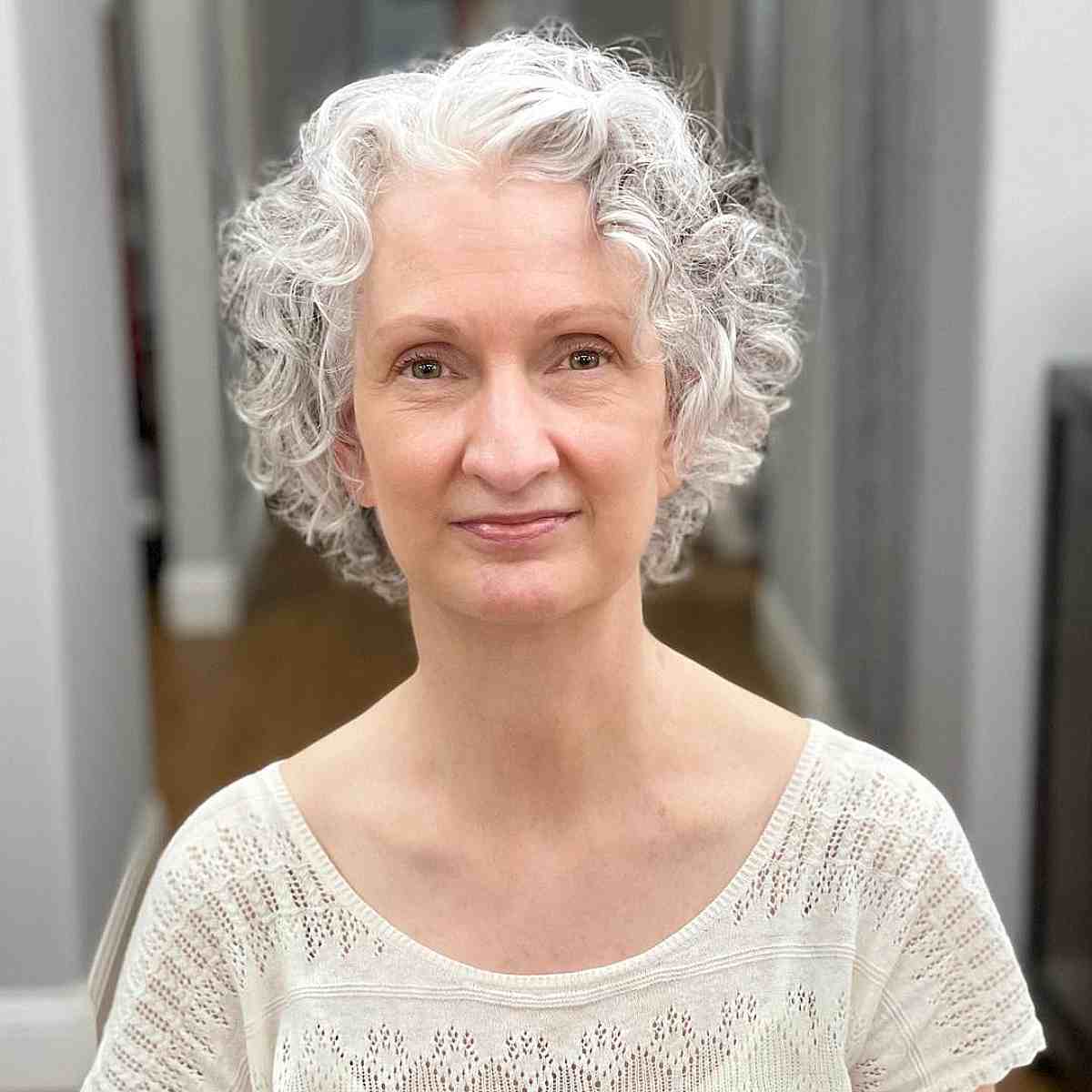 Nape-Length Stacked Cut on Silver Curls