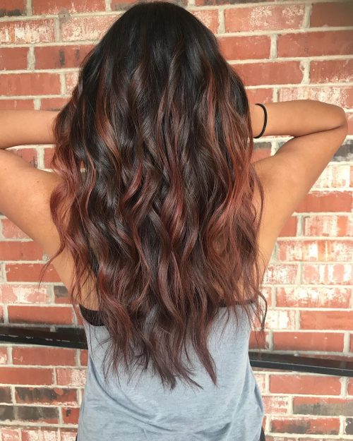 Red And Black Hair Ombre Balayage Highlights