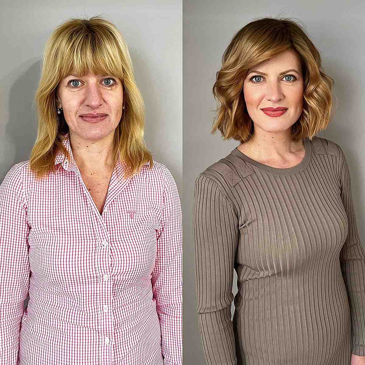neck-length bob for women over 40 with thick hair