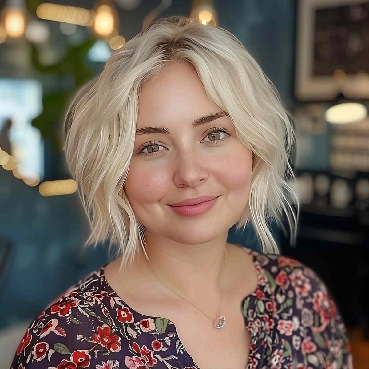 Trendsetting neck-length choppy bob for fine hair and round face
