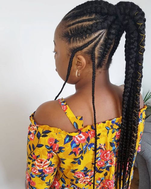 a casual yet creative braid running downwardly your dorsum volition teach you lot noticed without a dubiety 17 Hot Styles – Braided Ponytail for Black Hair inwards 2019