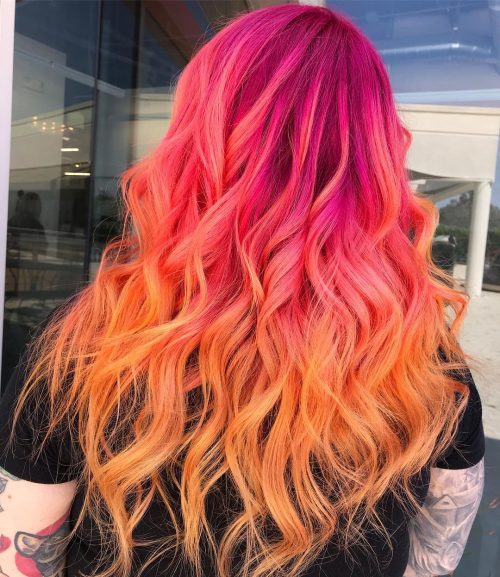 pilus is a pilus color that features a shade of pinkish transitioned into some other vivid or nat Check Out These 17 Incredible Pink Ombré Hair Colors