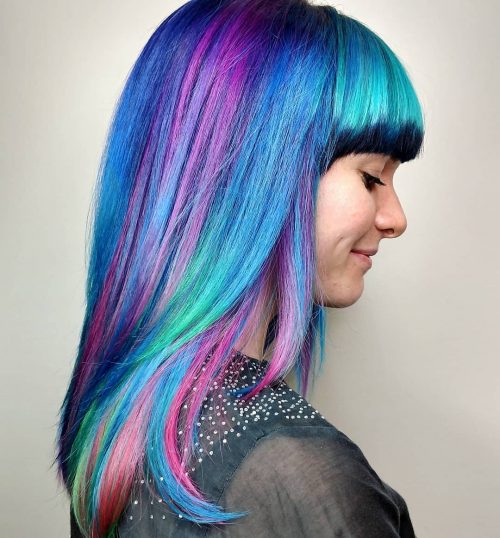 Mermaid pilus is a pilus color tendency that infuses 2 or to a greater extent than pastels or vivids onto long The thirteen Hottest Mermaid Hair Color Ideas