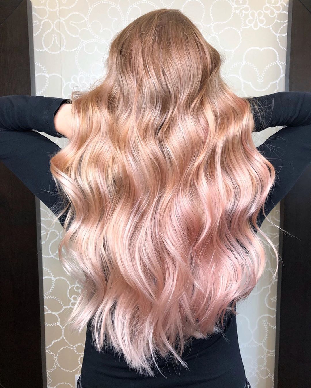Cool Pink Strawberry Blonde with Champagne Highlights