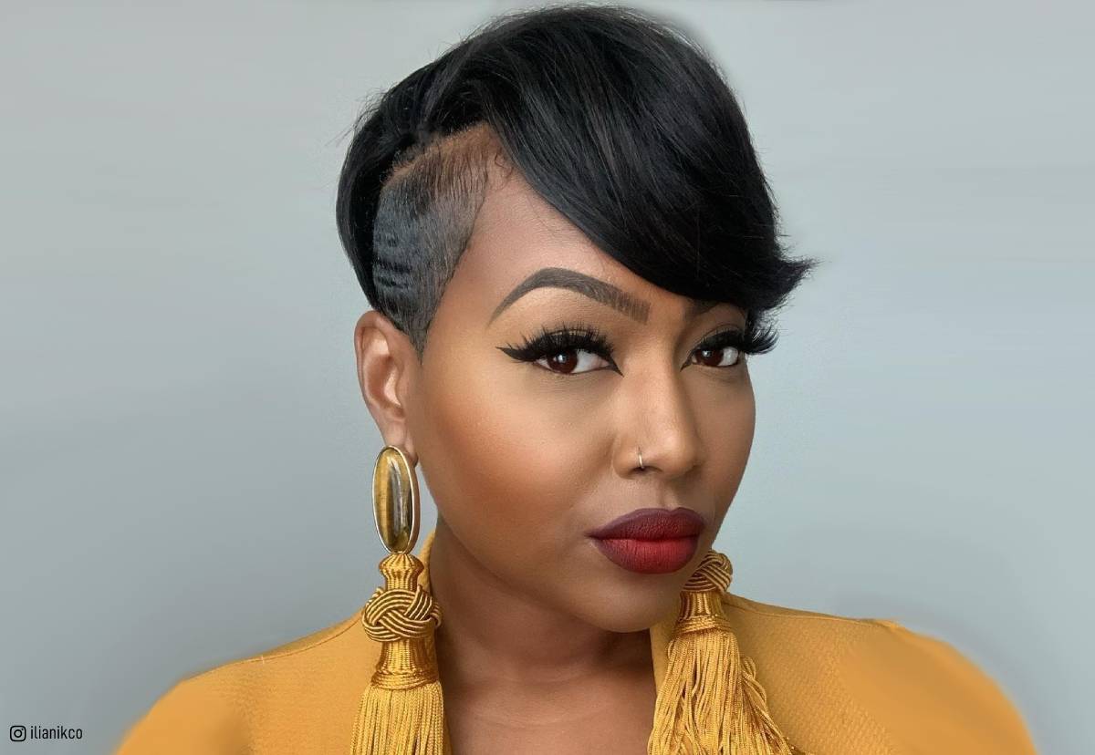 Image of Pixie cut hairstyle for oval face black female