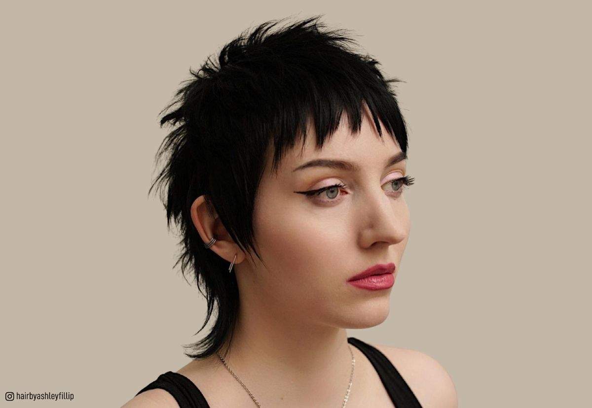 Image of Short and spiky pixie mullet haircut