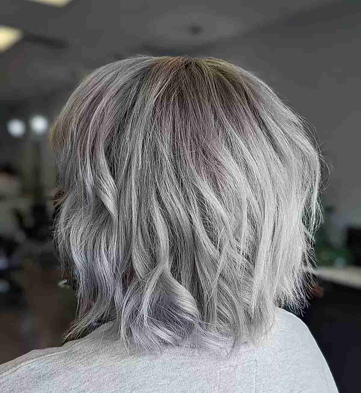 Platinum Layered Bob with Shattered Layers for Short Thick Hair