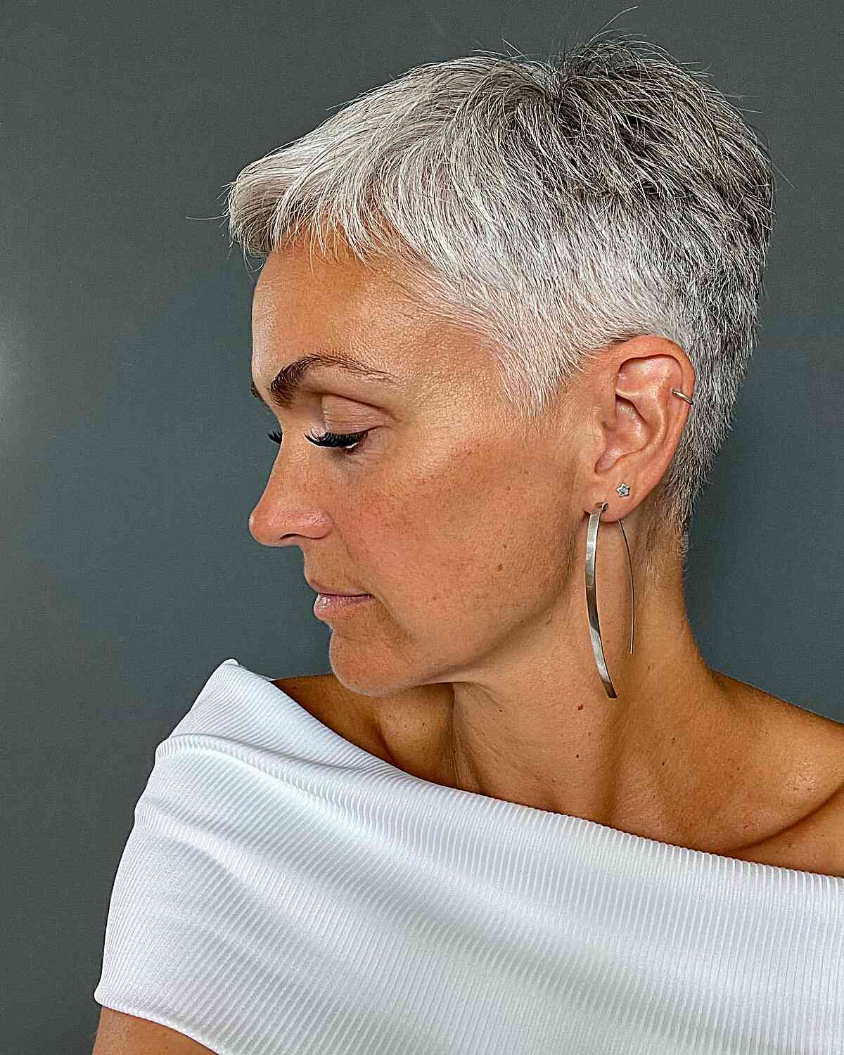 Platinum Silver Crop for Old Ladies with Grey Hair