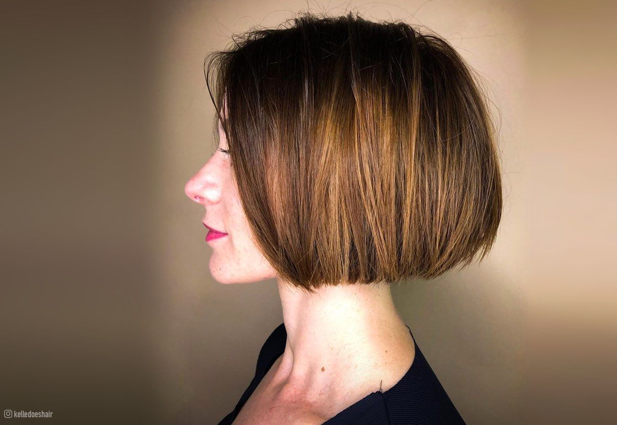 Image of Blunt razor cut bob with bangs