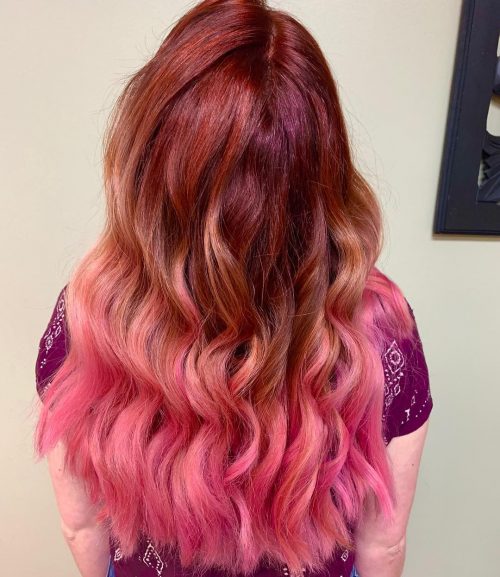pilus is a pilus color that features a shade of pinkish transitioned into some other vivid or nat Check Out These 17 Incredible Pink Ombré Hair Colors