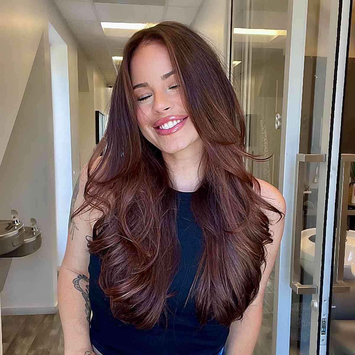 Long Red-Brown Hair with Subtle Cherry Cola Tone