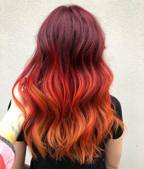 A ruddy ombre pilus color is when the pilus is dyed alongside ruddy in addition to some other color that gradually 27 Blazing Hot Red Ombre Hair Color Ideas