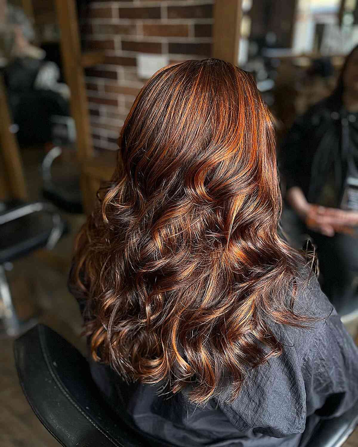 Rich Copper Red Highlights for Brown Hair