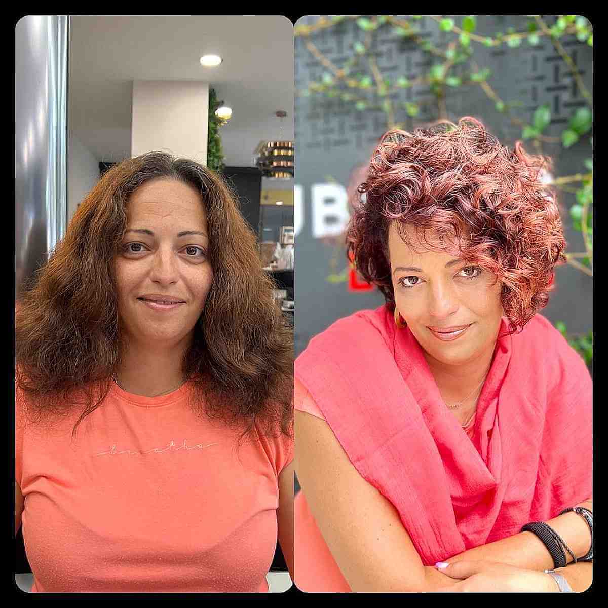 Voluminous Rose Gold Curls for Short Hair