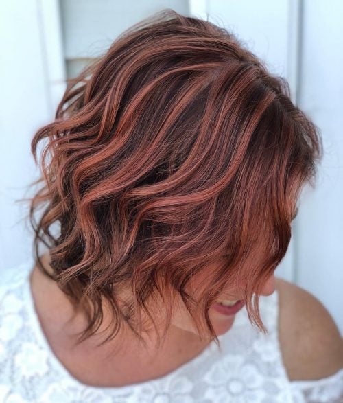 Rose Gold Highlights On Brown Hair