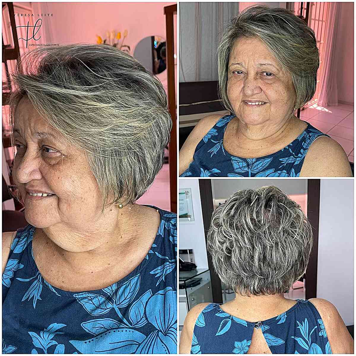 Round Pixie Bob with Short Layers for Ladies Over 70 with Round-Shaped Faces