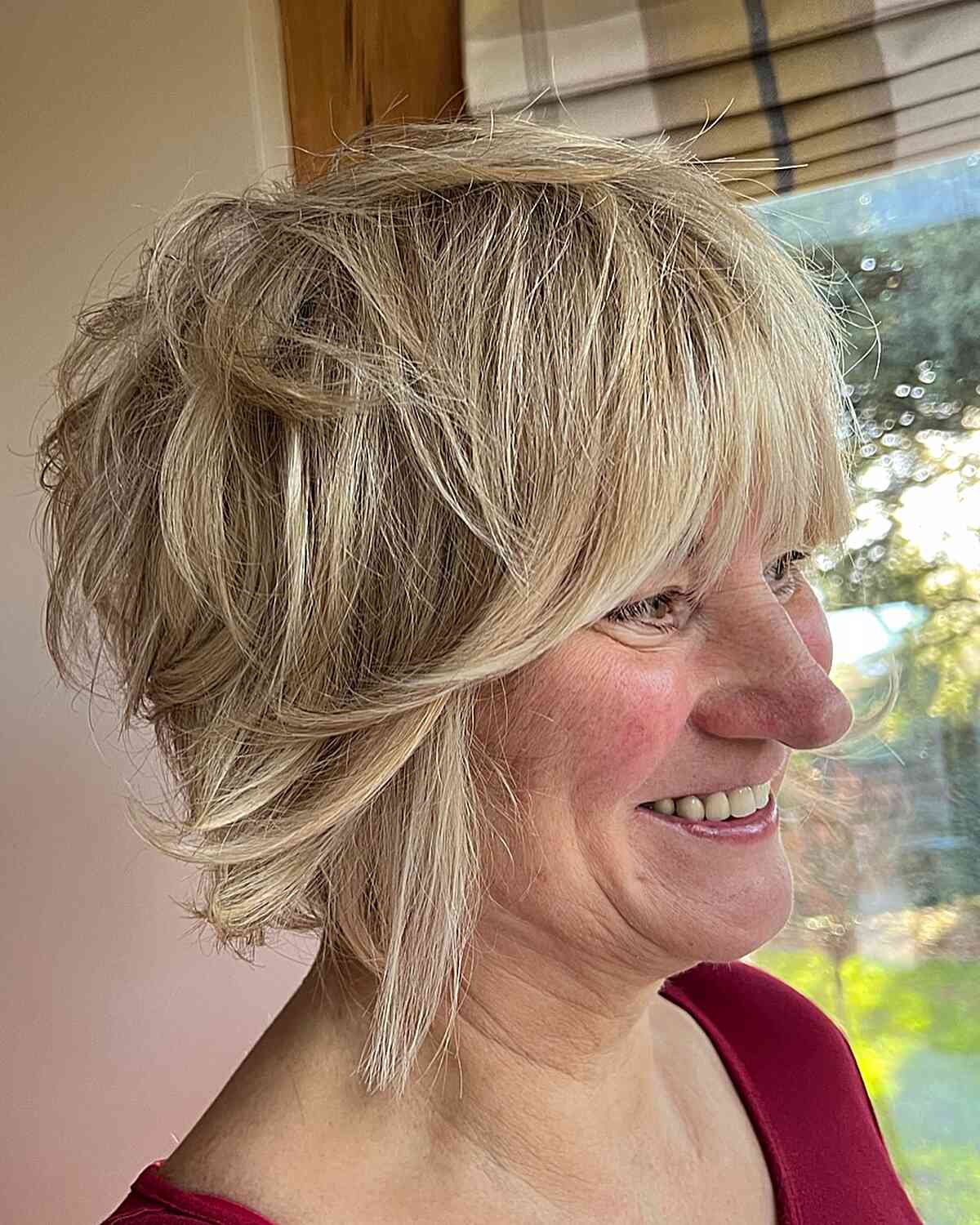 Shaggy Pixie Bob with Messy Layers and Fringe on Older Ladies Aged 60