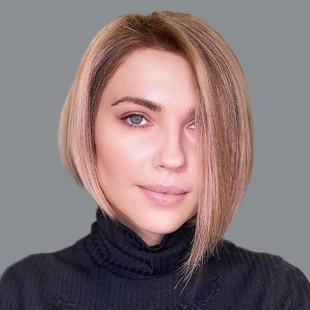 Image of Asymmetrical short blunt bob hairstyle