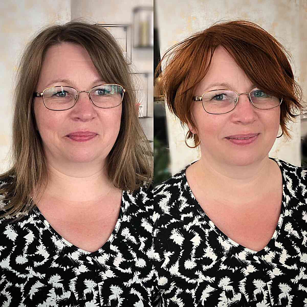 Short Auburn Bob Makeover for For Women Over 40