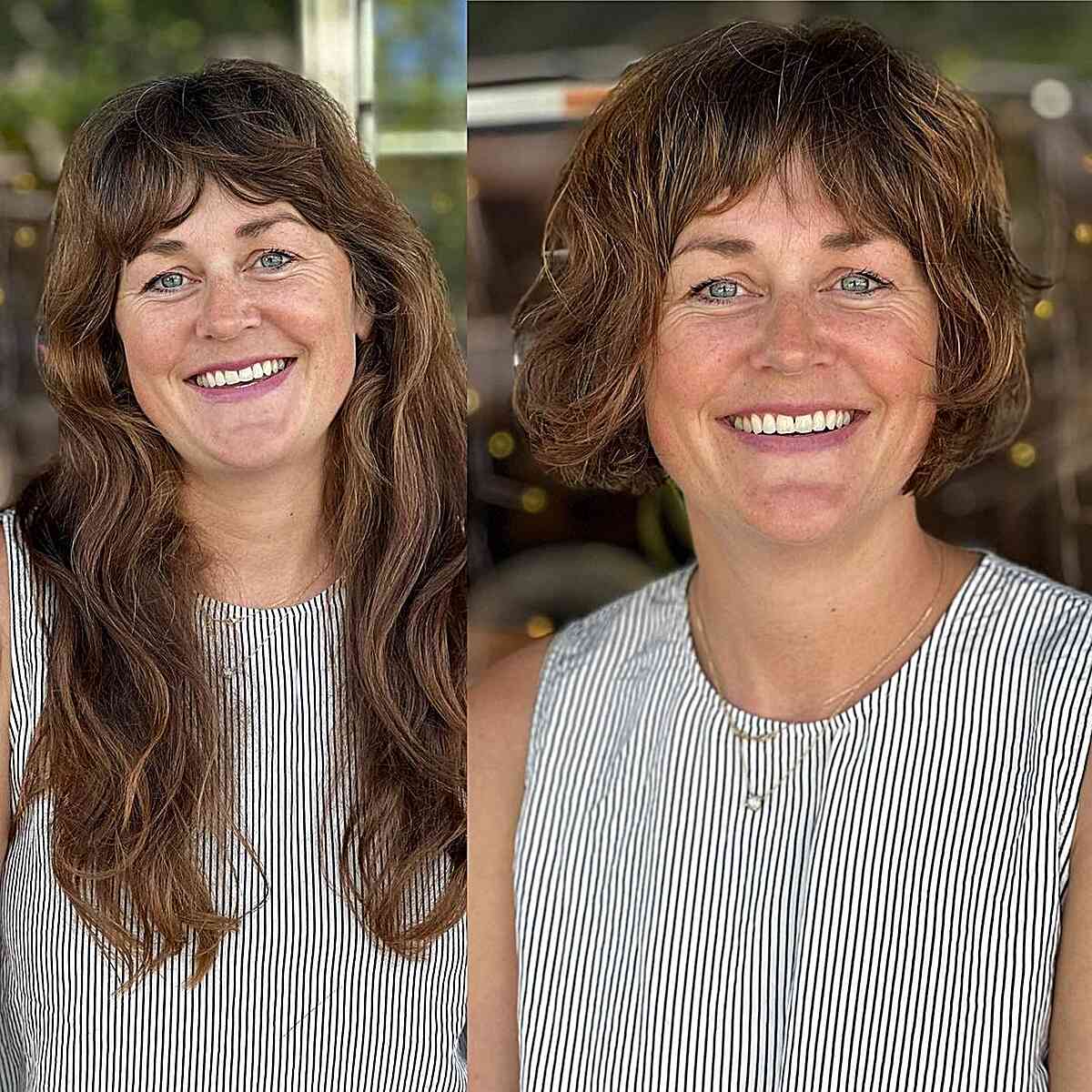 Short Big Tousled Bob for Thick Hair with brown balayage