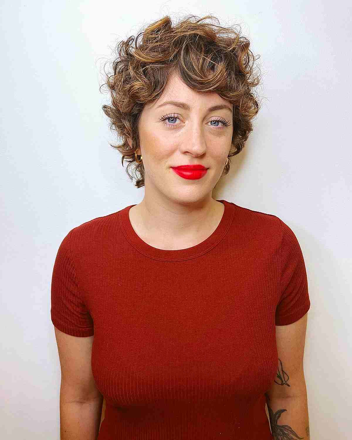 Short Bronde Textured Pixie with Curls