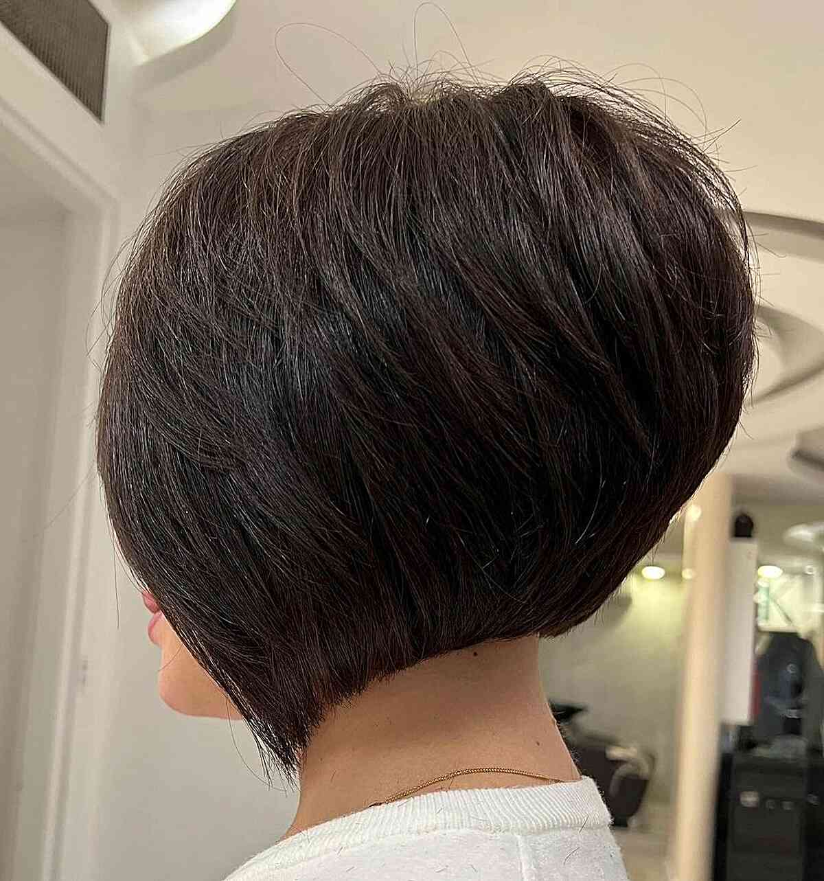 Short Choppy Graduated Stacked Wedge Bob Cut for Thick Hair