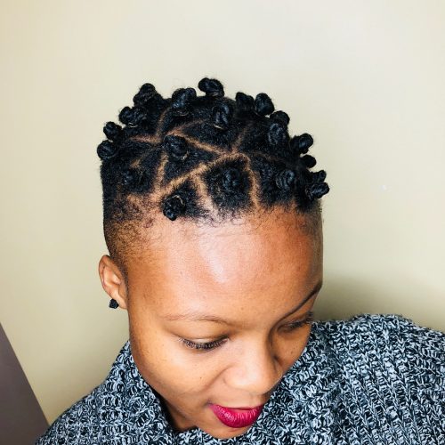 Bantu Knots On Relaxed Short Hair