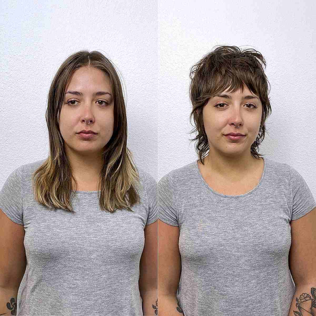 Messy Short Hair with Choppy Bangs for Round Faces
