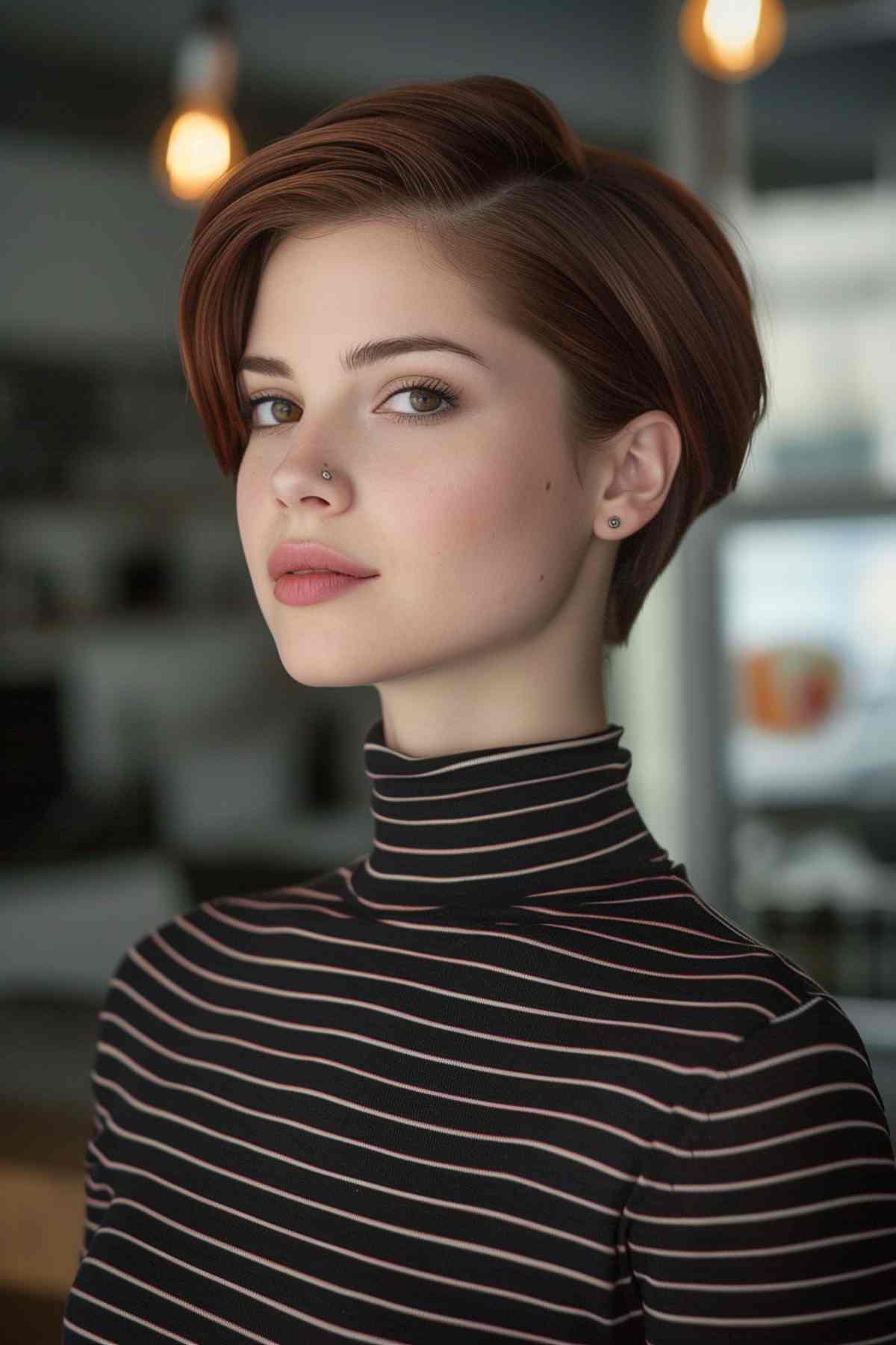 Short Hairstyle Tucked Behind Ears for Long Faces