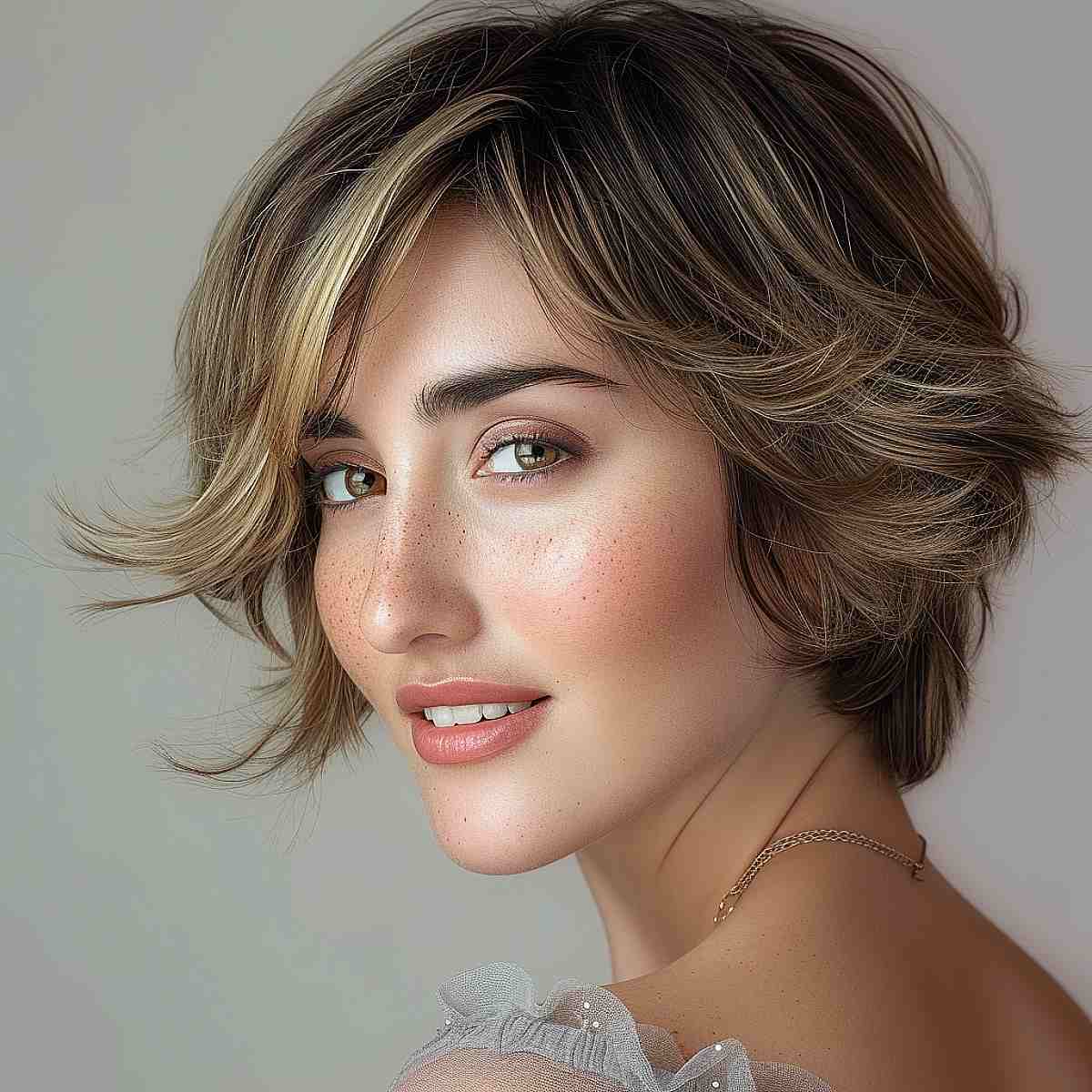 Short Hairstyle with Flip for Longer Face Shape
