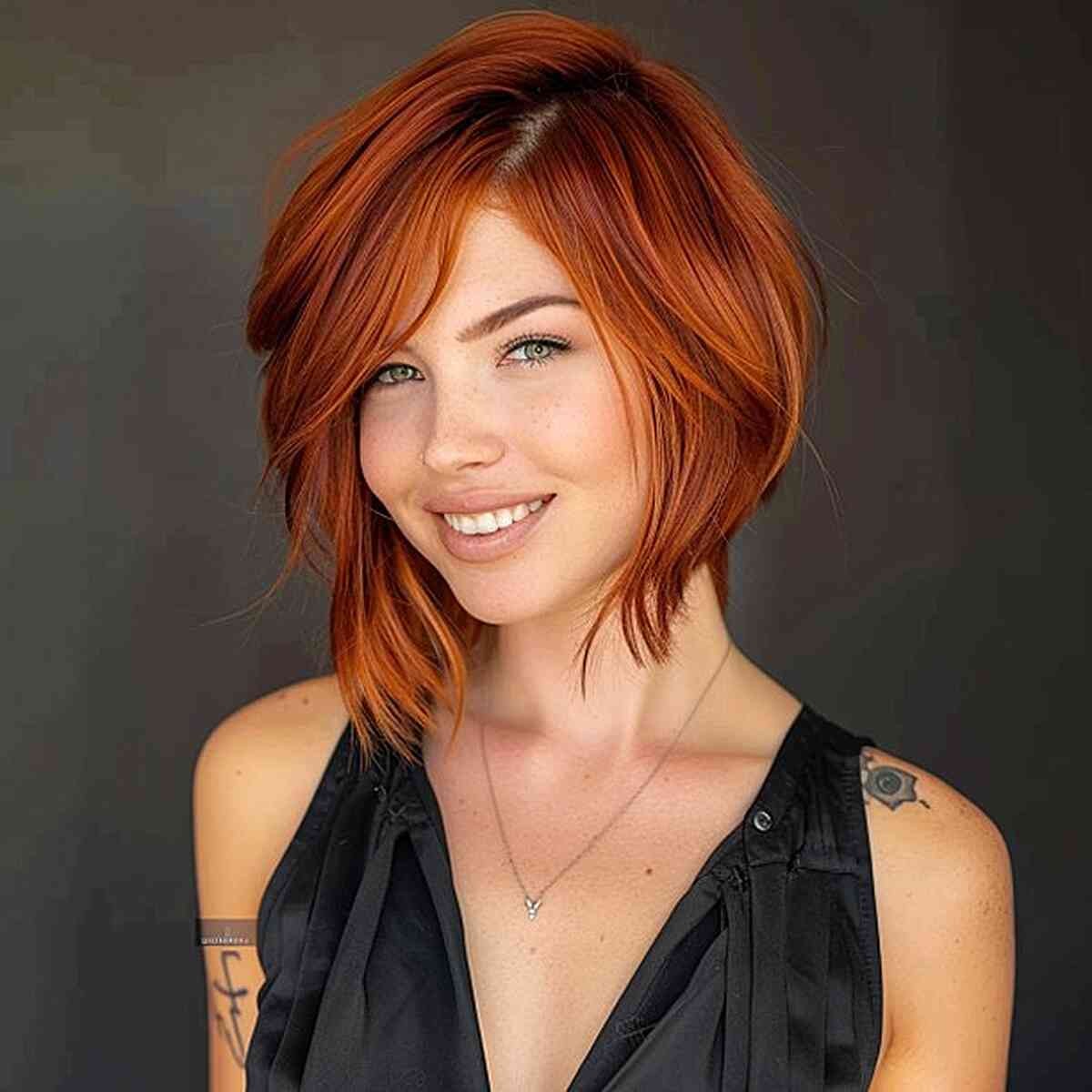 Short Hairstyle with Fringe for Long Faces