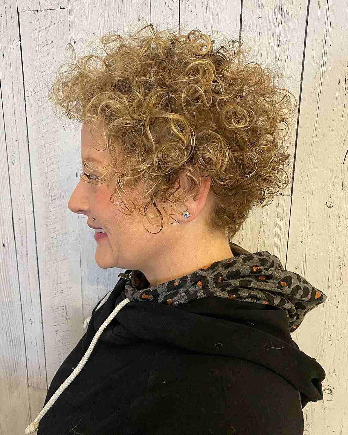 Short Pixie Cut on Tousled Curly Hair