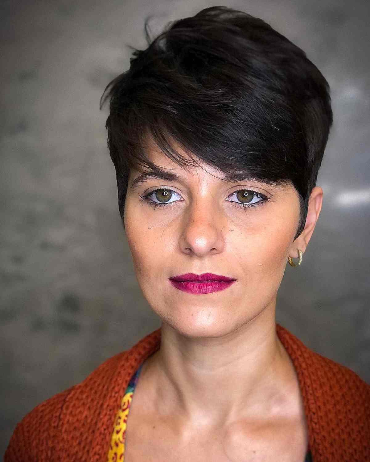 Short Pixie with Long Bangs for Thicker Hair