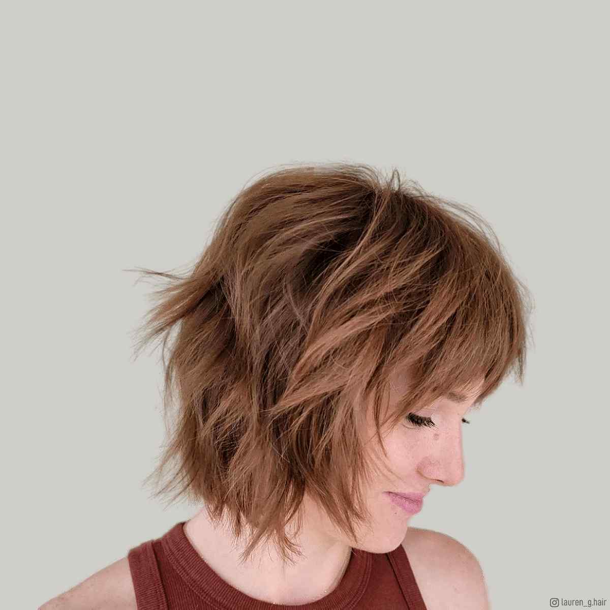 Image of Asymmetrical razor shag haircut