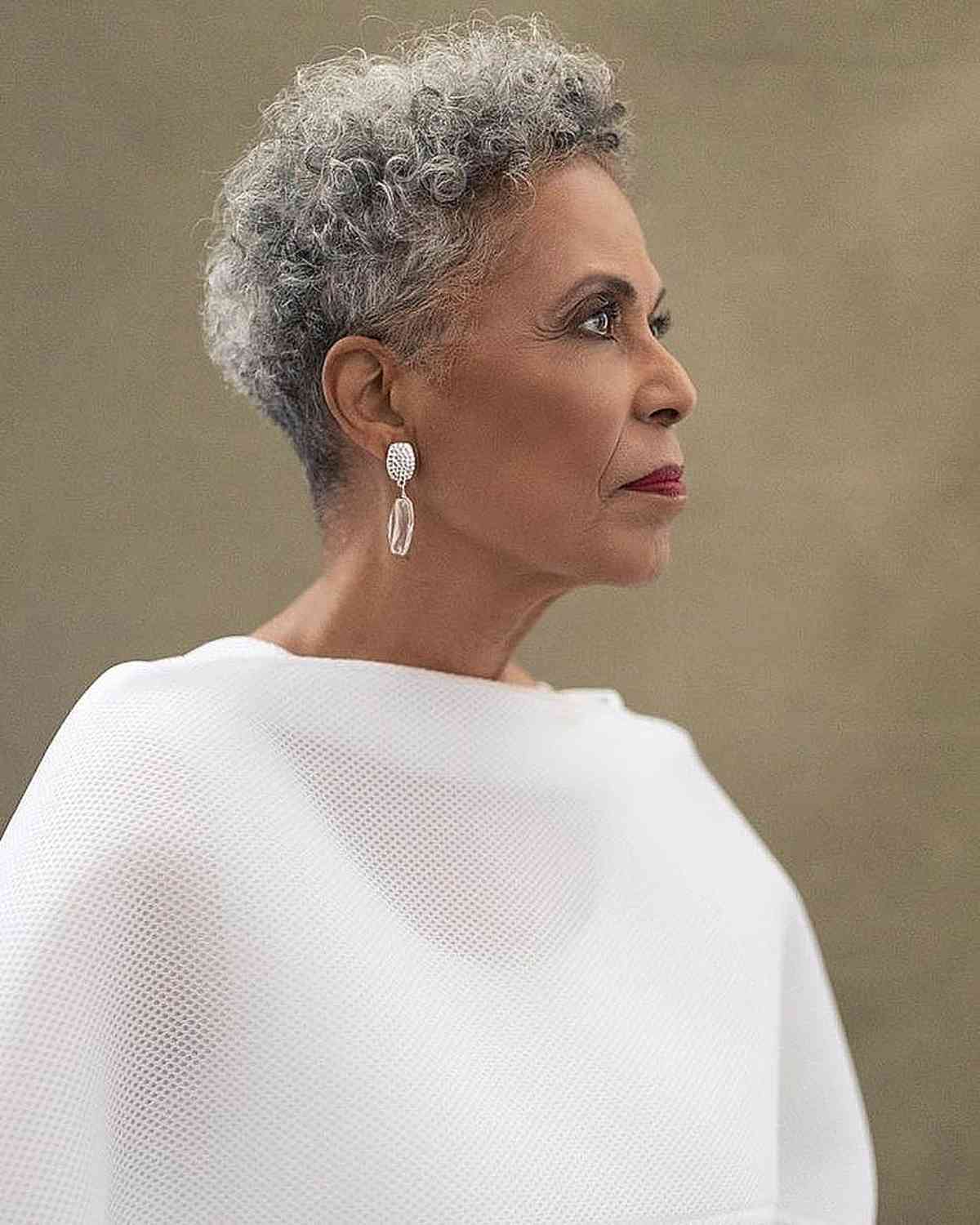 Short Tapered Cut with Tight Curls for Old Women