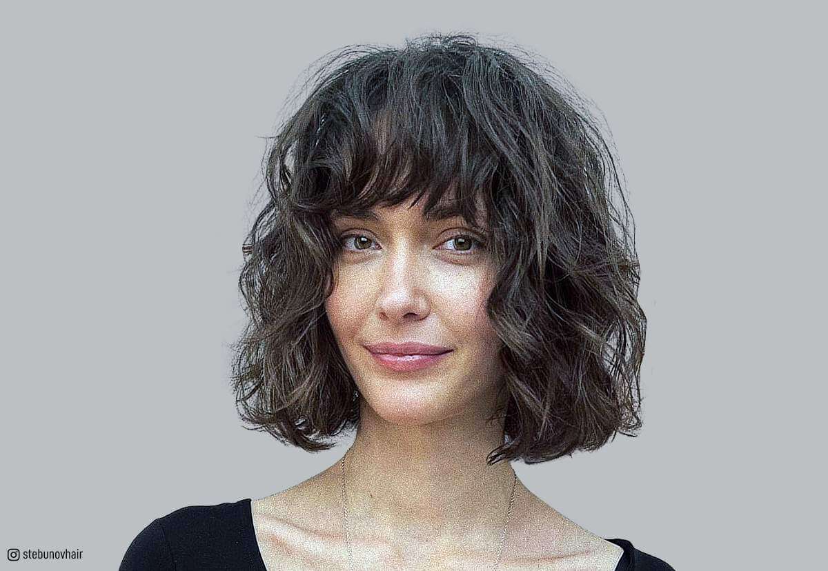 Image of Blunt wavy fringe haircut