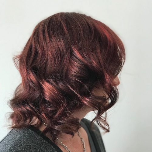 Shoulder Length Hair With Mahogany Highlights