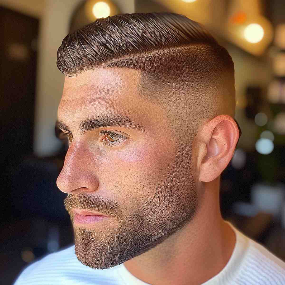 Side Part Crew Cut with Hard Part