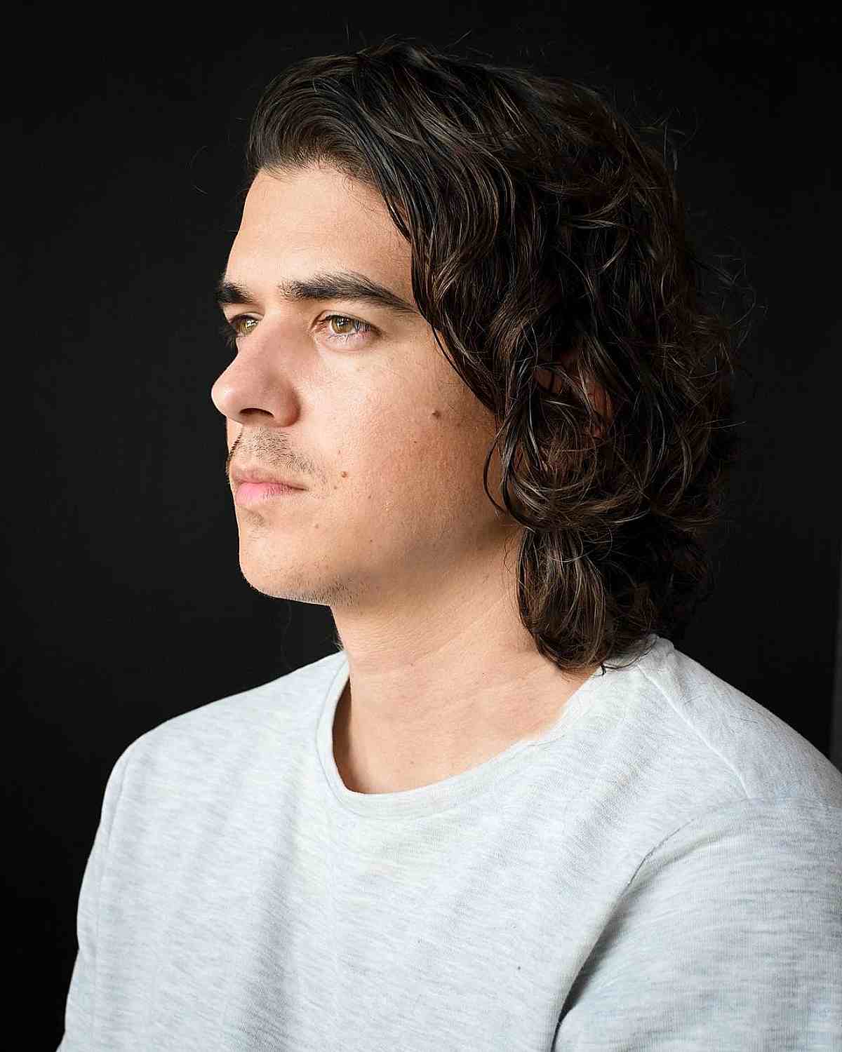 Side-Parted Sleek Curls for Men