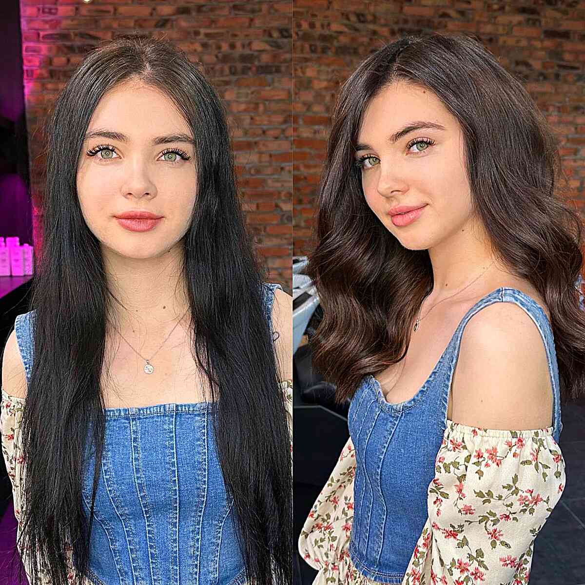 Side-Parted Thick Medium Hairstyle for Brunettes