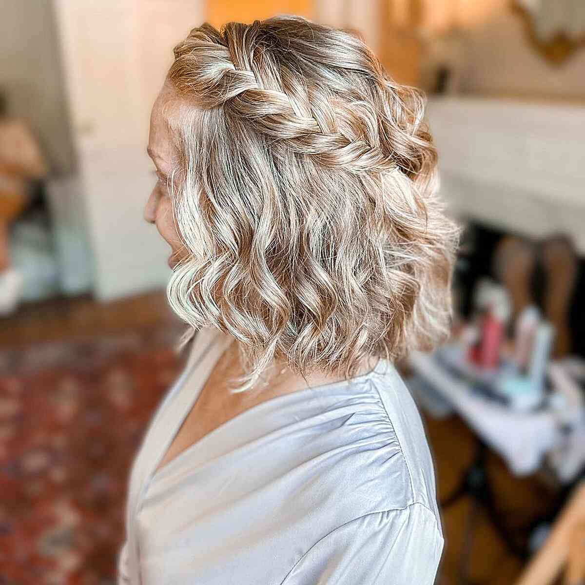 Side-Swept Front Dutch Braid Medium Hairstyle